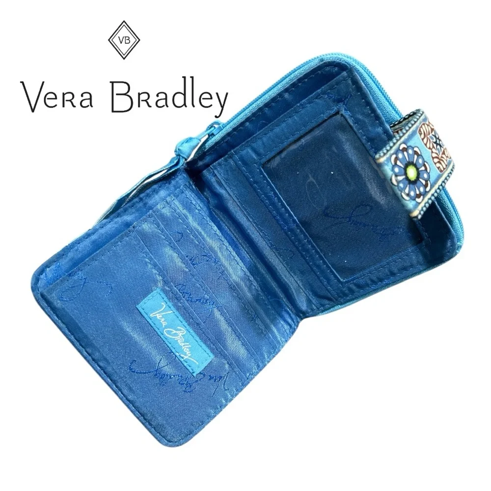 Vera‎ Bradley Bali Blue Snap Closure Bi-Fold Wallet